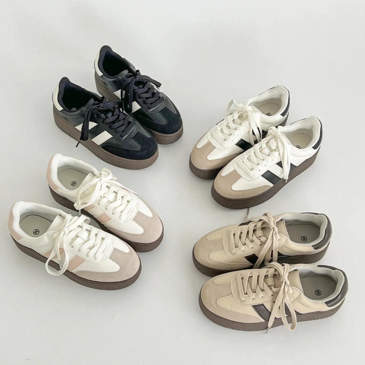 Shoes in Closet 軽量 厚底 ベーシック ダブルライン スニーカー 2448 ホワイト SIC-2448_WHT