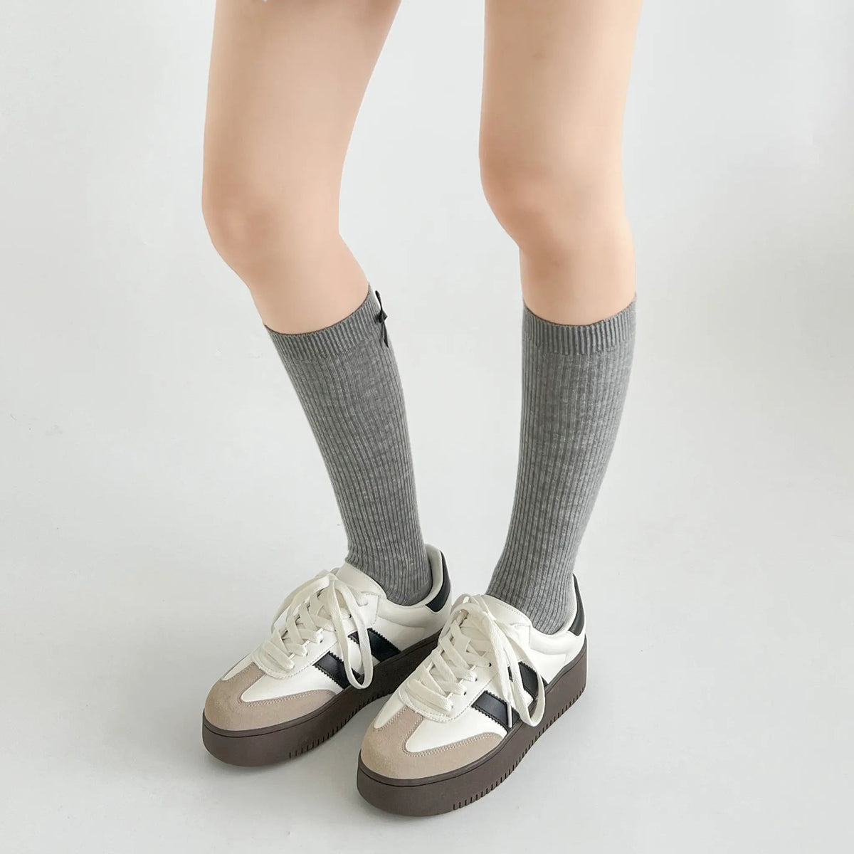 Shoes in Closet 軽量 厚底 ベーシック ダブルライン スニーカー 2448 ホワイト SIC-2448_WHT