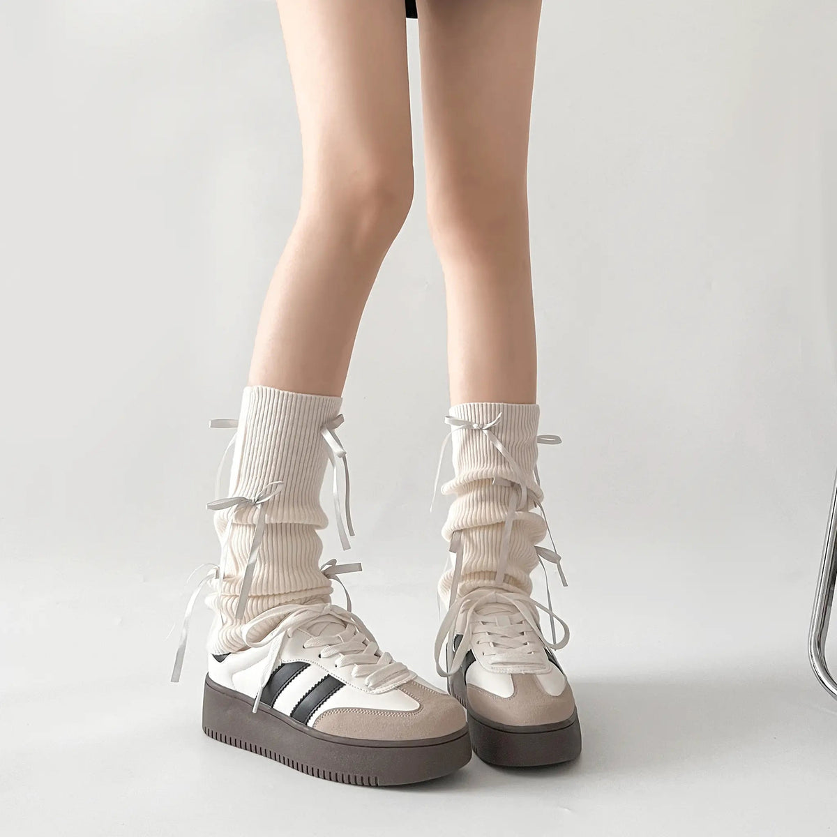 Shoes in Closet 軽量 厚底 ベーシック ダブルライン スニーカー 2448 ホワイト SIC-2448_WHT