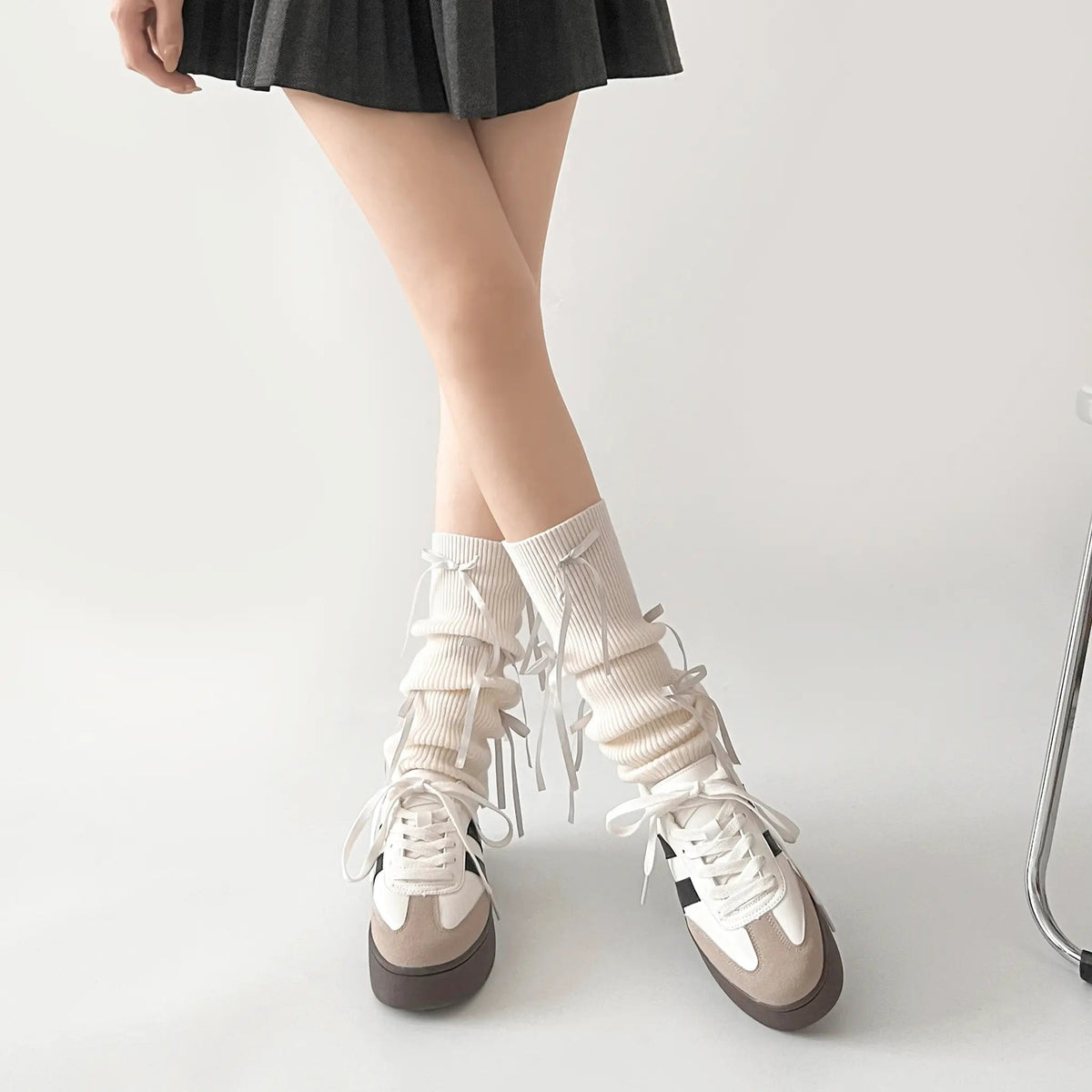 Shoes in Closet 軽量 厚底 ベーシック ダブルライン スニーカー 2448 ホワイト SIC-2448_WHT
