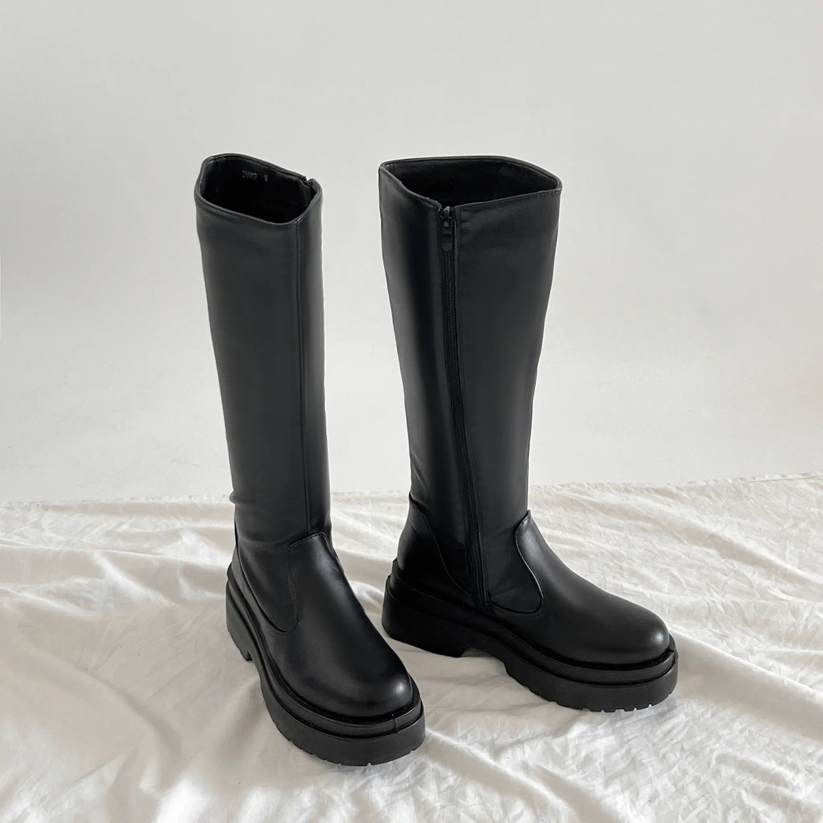 Shoes in Closet 軽量 厚底 2段ソール プレーン ロングブーツ 2698 ブラック SIC-2698_BLK/PU