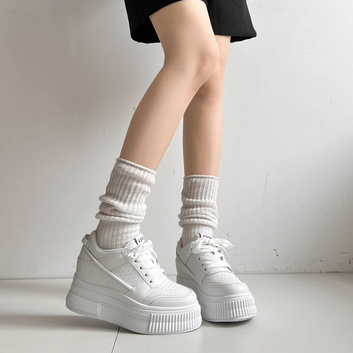 Shoes in Closet +7.5cm 厚底 インヒール入り レースアップ スニーカー 366 ホワイト SIC-366_WHT