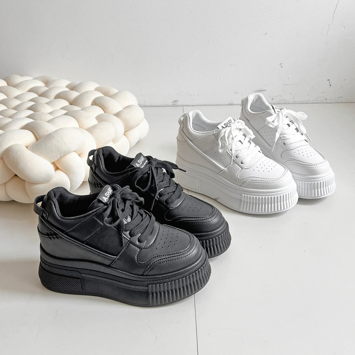 Shoes in Closet +7.5cm 厚底 インヒール入り レースアップ スニーカー 366 ホワイト SIC-366_WHT