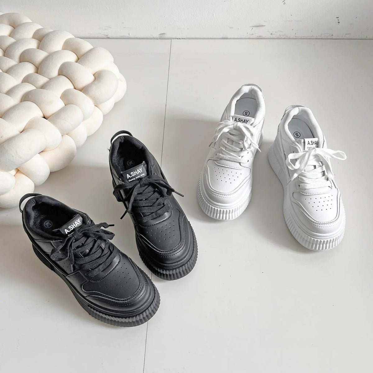 Shoes in Closet +7.5cm 厚底 インヒール入り レースアップ スニーカー 366 ホワイト SIC-366_WHT