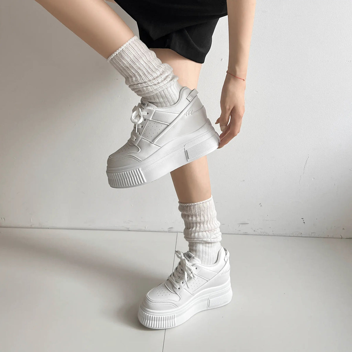 Shoes in Closet +7.5cm 厚底 インヒール入り レースアップ スニーカー 366 ホワイト SIC-366_WHT