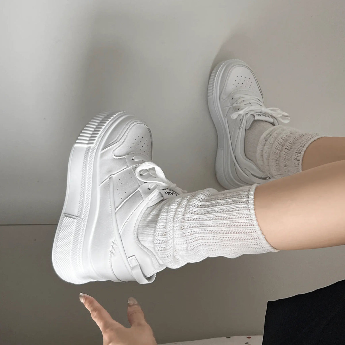 Shoes in Closet +7.5cm 厚底 インヒール入り レースアップ スニーカー 366 ホワイト SIC-366_WHT