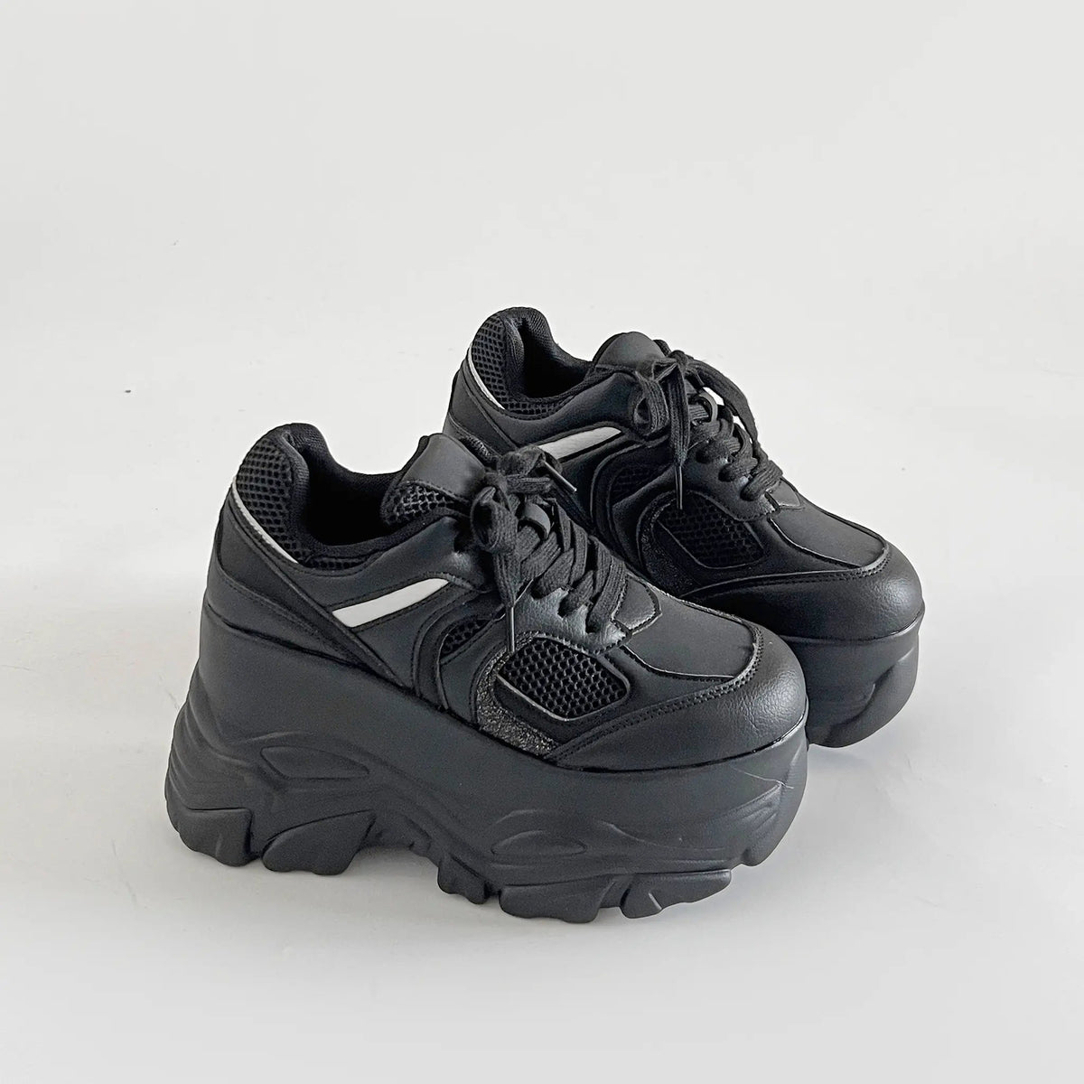Shoes in Closet +10.5cm 厚底 ハイソール ラメMIX ボリューム スニーカー 536 ブラック SIC-536_BLK