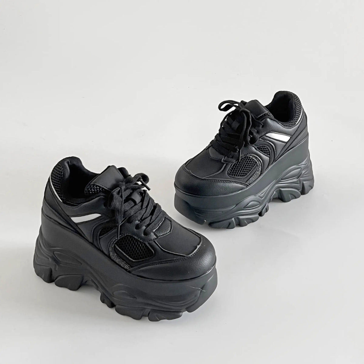 Shoes in Closet +10.5cm 厚底 ハイソール ラメMIX ボリューム スニーカー 536 ブラック SIC-536_BLK