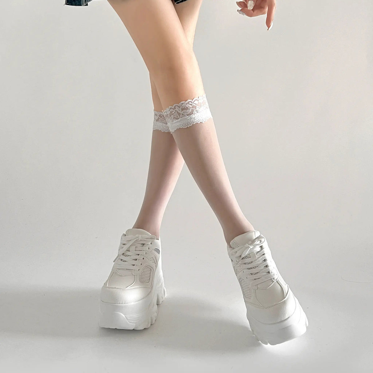 Shoes in Closet +10.5cm 厚底 ハイソール ラメMIX ボリューム スニーカー 536 ホワイト SIC-536_WHT
