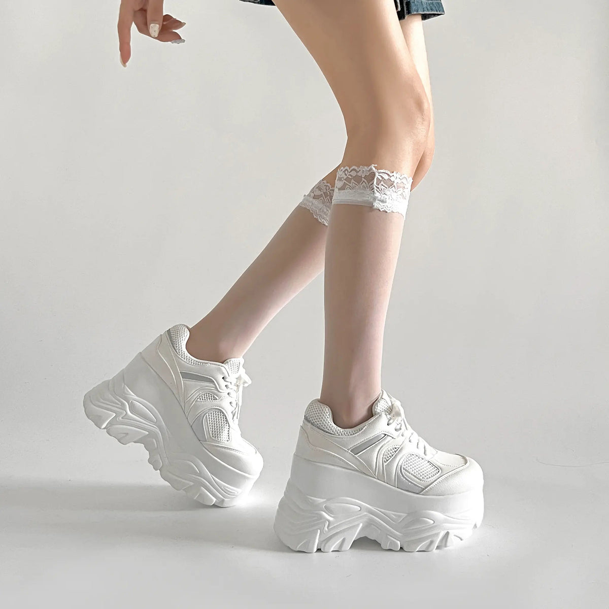 Shoes in Closet +10.5cm 厚底 ハイソール ラメMIX ボリューム スニーカー 536 ホワイト SIC-536_WHT