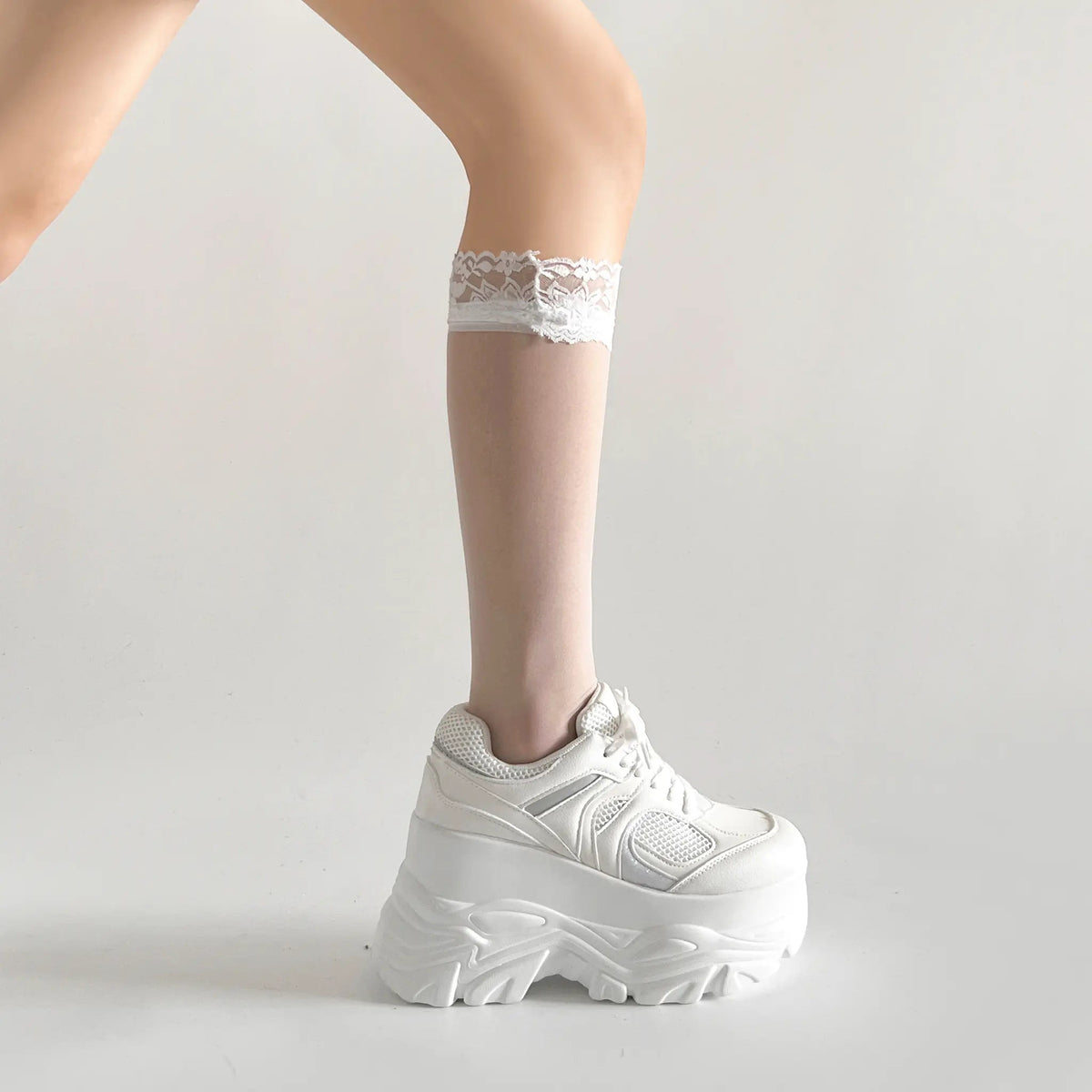 Shoes in Closet +10.5cm 厚底 ハイソール ラメMIX ボリューム スニーカー 536 ホワイト SIC-536_WHT
