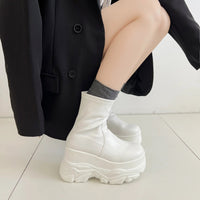Shoes in Closet 厚底 ダブルソール ストレッチ ショートブーツ 537 アイボリー SIC-537_IV