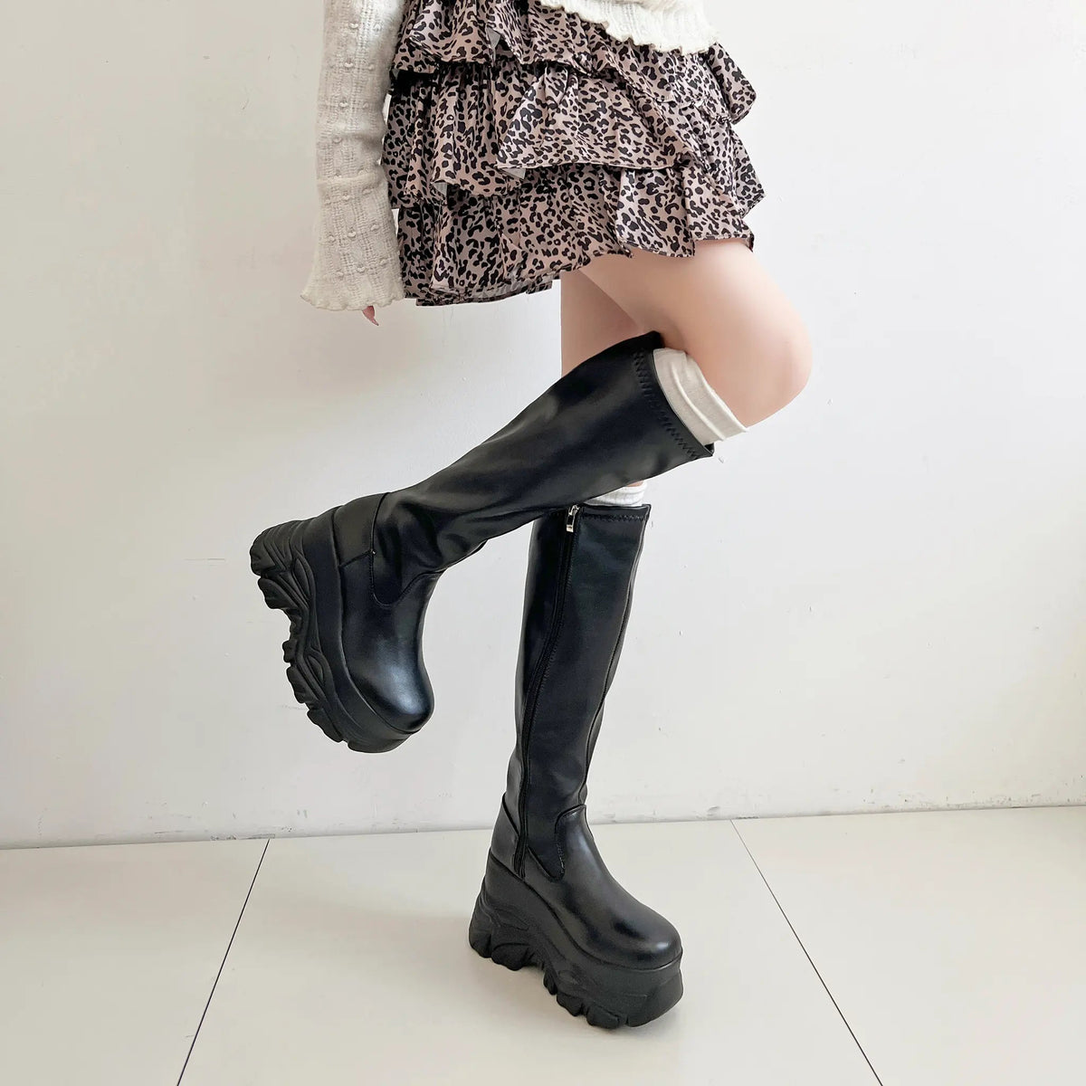 Shoes in Closet 厚底 ダブルソール ストレッチ ロングブーツ 538 ブラック SIC-538_BLK