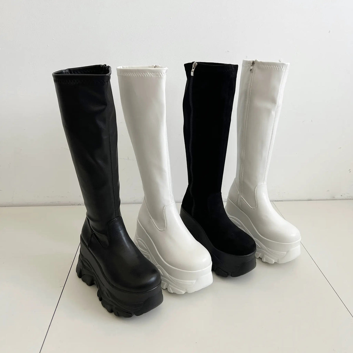 Shoes in Closet 厚底 ダブルソール ストレッチ ロングブーツ 538 ブラック SIC-538_BLK