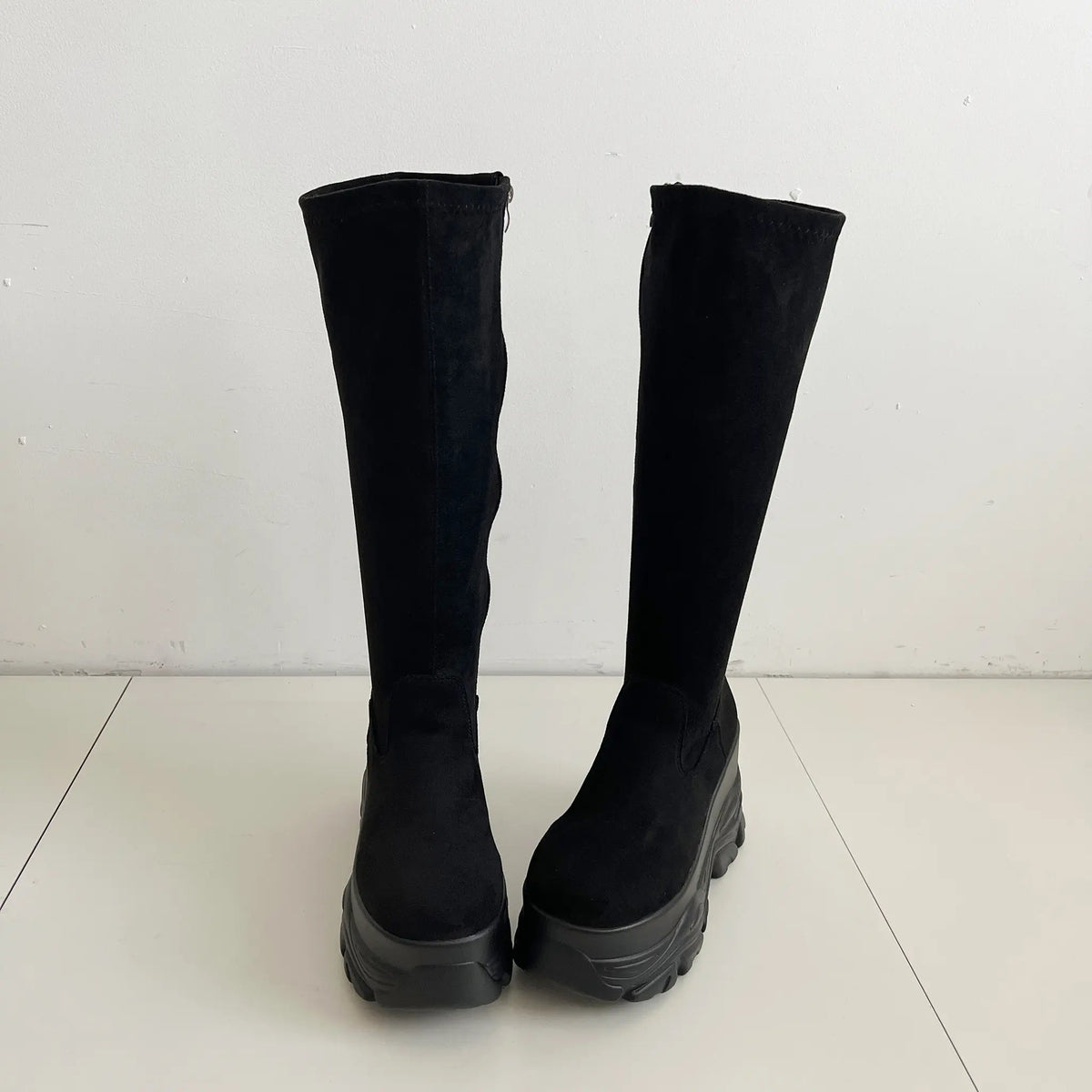 Shoes in Closet 厚底 ダブルソール ストレッチ ロングブーツ 538 ブラック/スウェード SIC-538_BLK/S