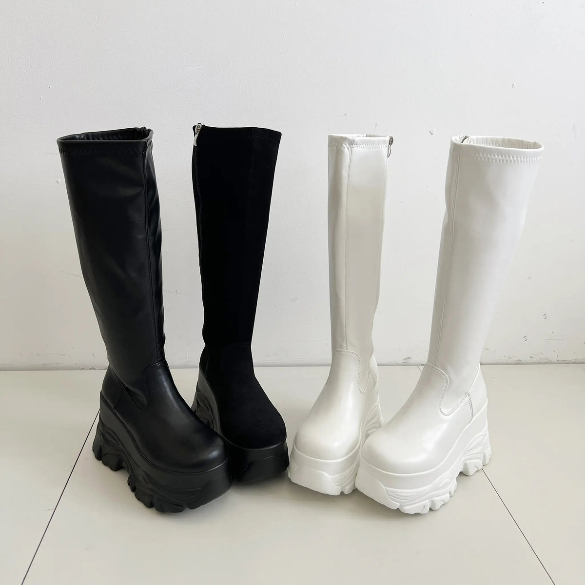 Shoes in Closet 厚底 ダブルソール ストレッチ ロングブーツ 538 アイボリー SIC-538_IV