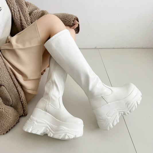 Shoes in Closet 厚底 ダブルソール ストレッチ ロングブーツ 538 アイボリー SIC-538_IV