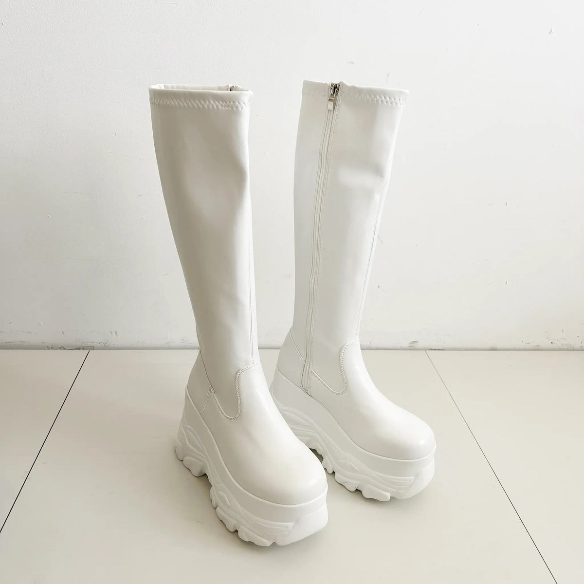 Shoes in Closet 厚底 ダブルソール ストレッチ ロングブーツ 538 アイボリー SIC-538_IV