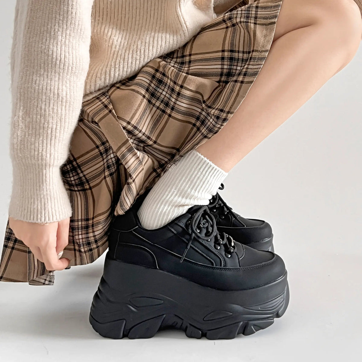 Shoes in Closet +10.5cm 厚底 ボリューム デザイン ハイソール ミッドカット スニーカー 539 ブラック SIC-539_BLK