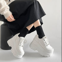 Shoes in Closet +10.5cm 厚底 ボリューム デザイン ハイソール ミッドカット スニーカー 539 ホワイト SIC-539_WHT
