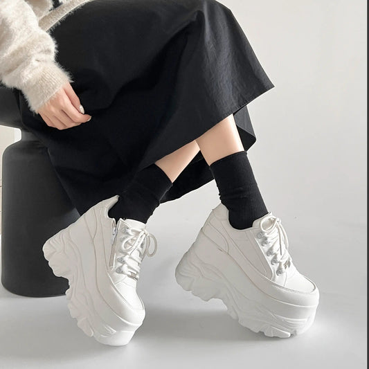 Shoes in Closet +10.5cm 厚底 ボリューム デザイン ハイソール ミッドカット スニーカー 539 ホワイト SIC-539_WHT