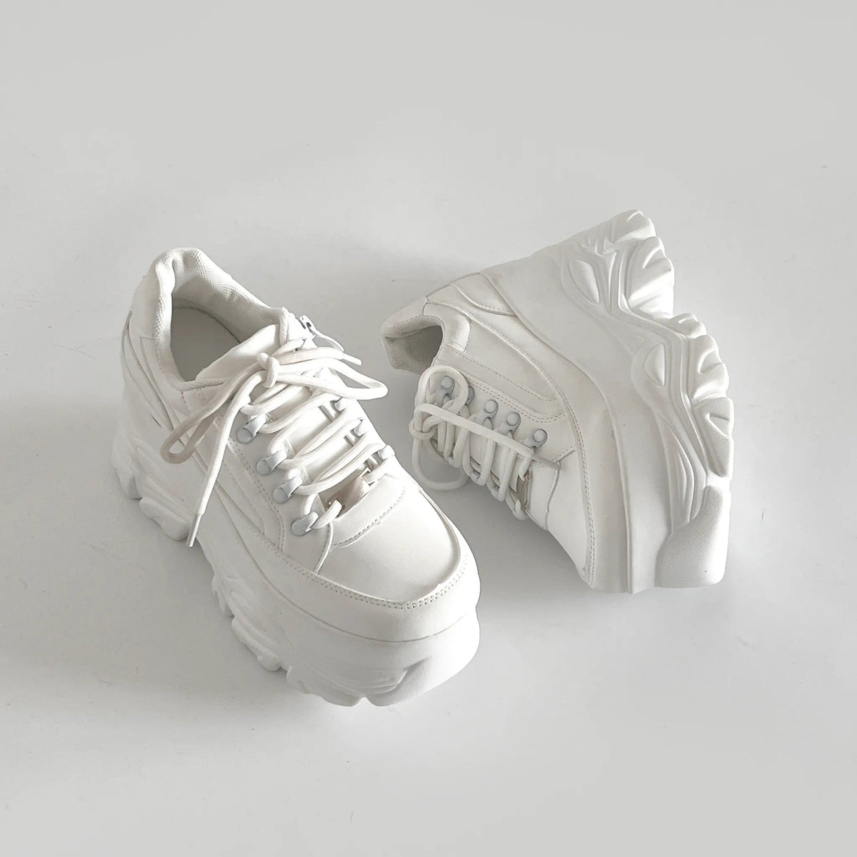 Shoes in Closet +10.5cm 厚底 ボリューム デザイン ハイソール ミッドカット スニーカー 539 ホワイト SIC-539_WHT
