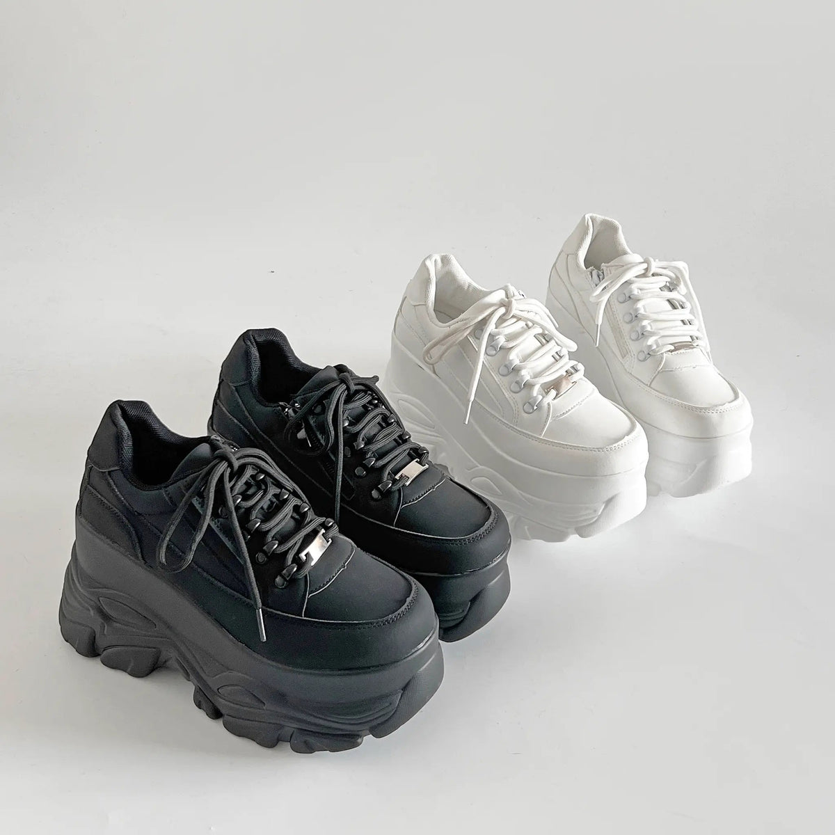Shoes in Closet +10.5cm 厚底 ボリューム デザイン ハイソール ミッドカット スニーカー 539 ホワイト SIC-539_WHT