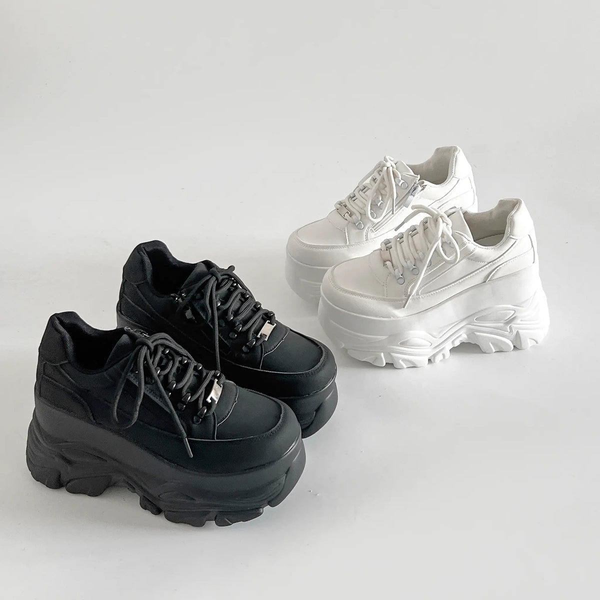 Shoes in Closet +10.5cm 厚底 ボリューム デザイン ハイソール ミッドカット スニーカー 539 ホワイト SIC-539_WHT