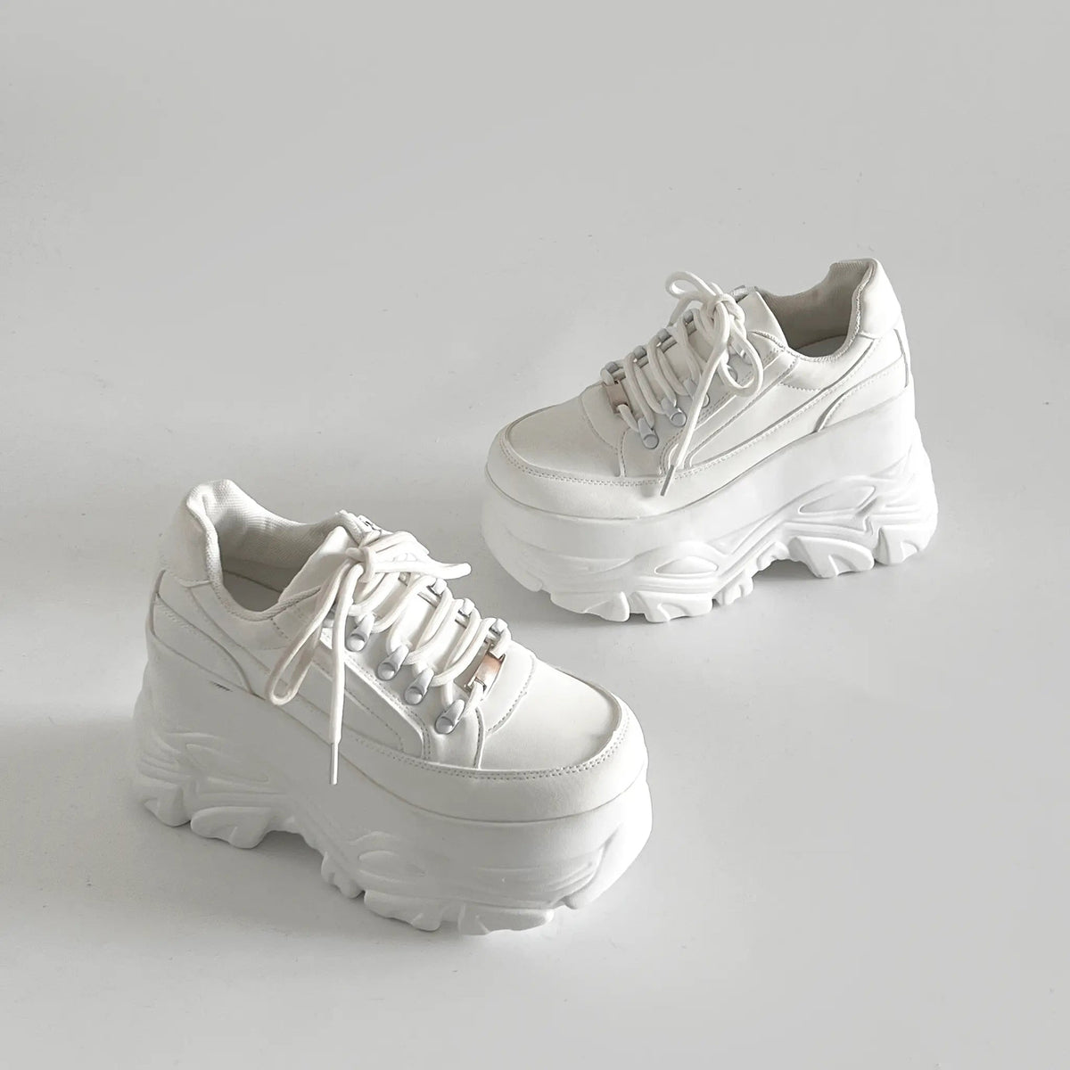 Shoes in Closet +10.5cm 厚底 ボリューム デザイン ハイソール ミッドカット スニーカー 539 ホワイト SIC-539_WHT
