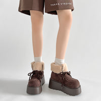 Shoes in Closet 厚底 プラットフォーム レースアップ ボア ムートン ブーツ 5840 ダークブラウン SIC-5840_D.BR