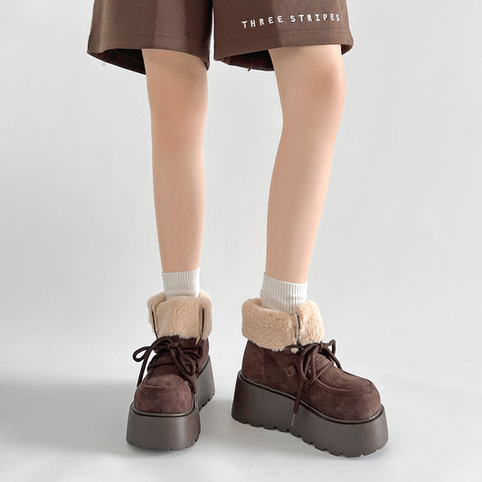 Shoes in Closet 厚底 プラットフォーム レースアップ ボア ムートン ブーツ 5840 キャメル SIC-5840_CAMEL