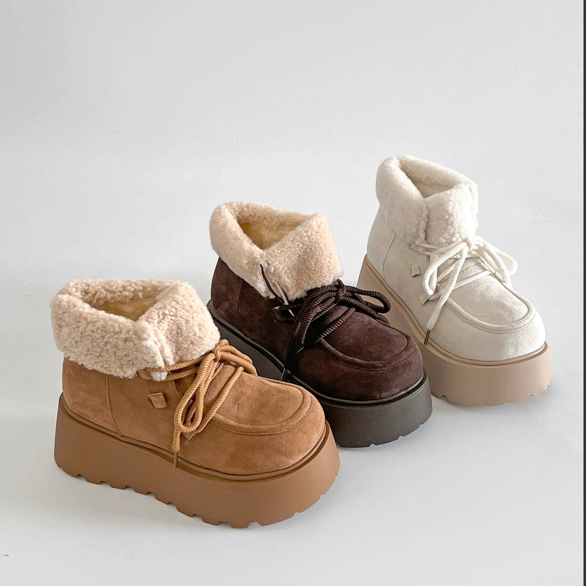 Shoes in Closet 厚底 プラットフォーム レースアップ ボア ムートン ブーツ 5840 アイボリー SIC-5840_IV