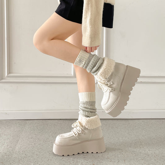 Shoes in Closet 厚底 プラットフォーム レースアップ ボア ムートン ブーツ 5840 アイボリー SIC-5840_IV