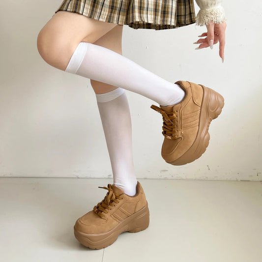 Shoes in Closet +9.0cm 軽量 厚底 スタイルアップソール ダブルライン スニーカー 5857 キャメル SIC-5857_CAMEL