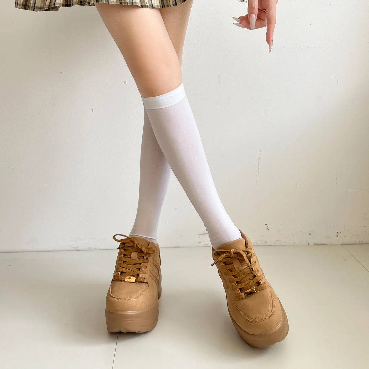 Shoes in Closet +9.0cm 軽量 厚底 スタイルアップソール ダブルライン スニーカー 5857 キャメル SIC-5857_CAMEL