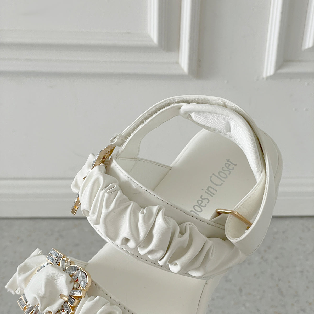 【SALE】 Shoes in Closet +9.0cm 軽量 厚底 ダブルベルト ビジューバックル スポーツサンダル 5920 ベージュ SIC-5920_BG