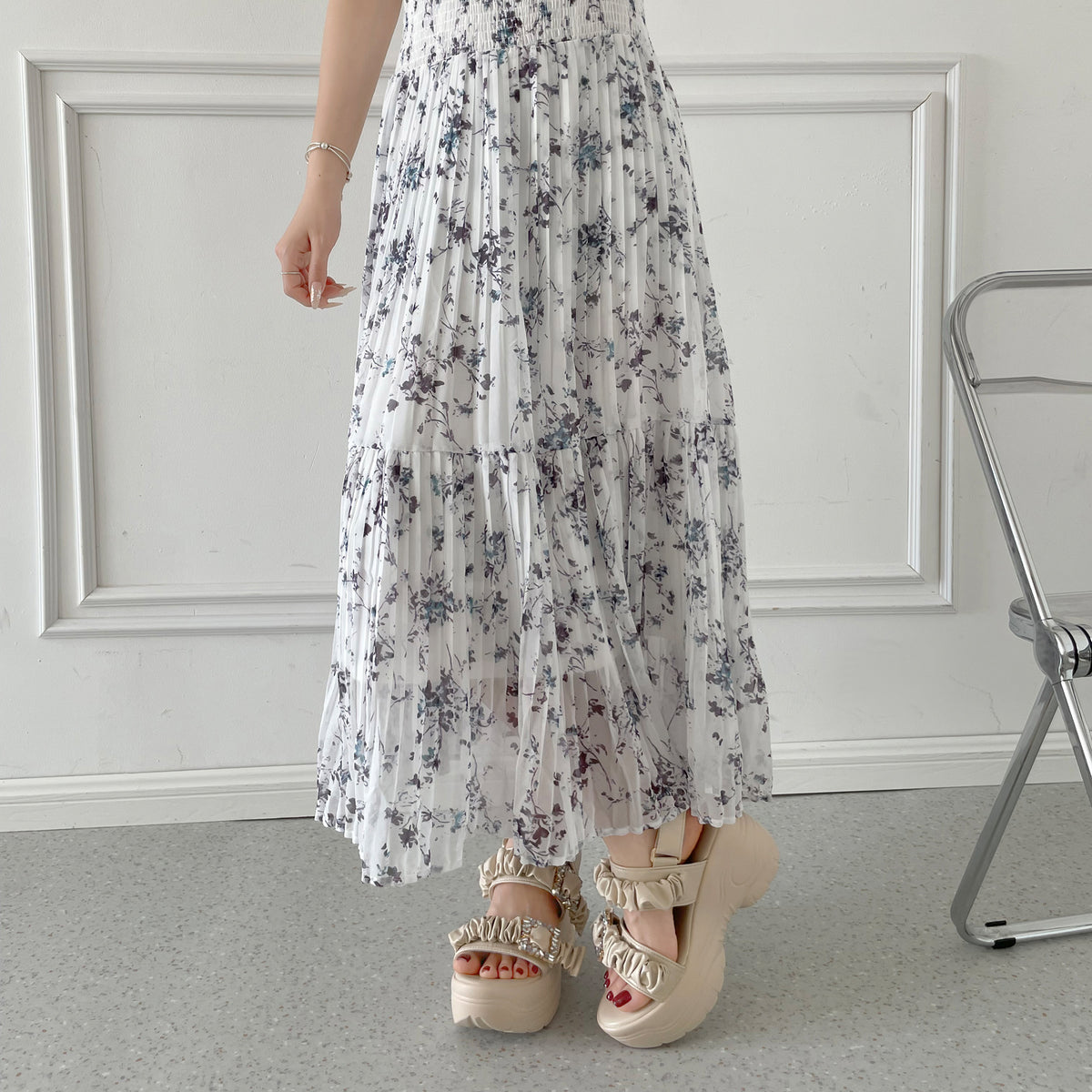 【SALE】 Shoes in Closet +9.0cm 軽量 厚底 ダブルベルト ビジューバックル スポーツサンダル 5920 ベージュ SIC-5920_BG