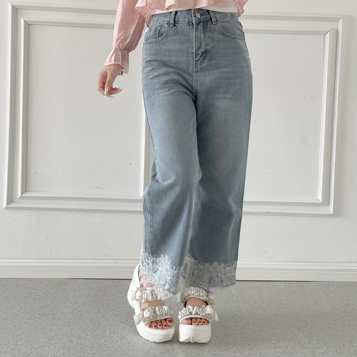 【SALE】 Shoes in Closet +9.0cm 軽量 厚底 ダブルベルト ビジューバックル スポーツサンダル 5920 ホワイト SIC-5920_WHT
