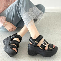 【SALE】 Shoes in Closet +9.0cm 超軽量 厚底 ビジューバックル サンダル 5989 ブラック/ブラック SIC-5989_BLK/BLK