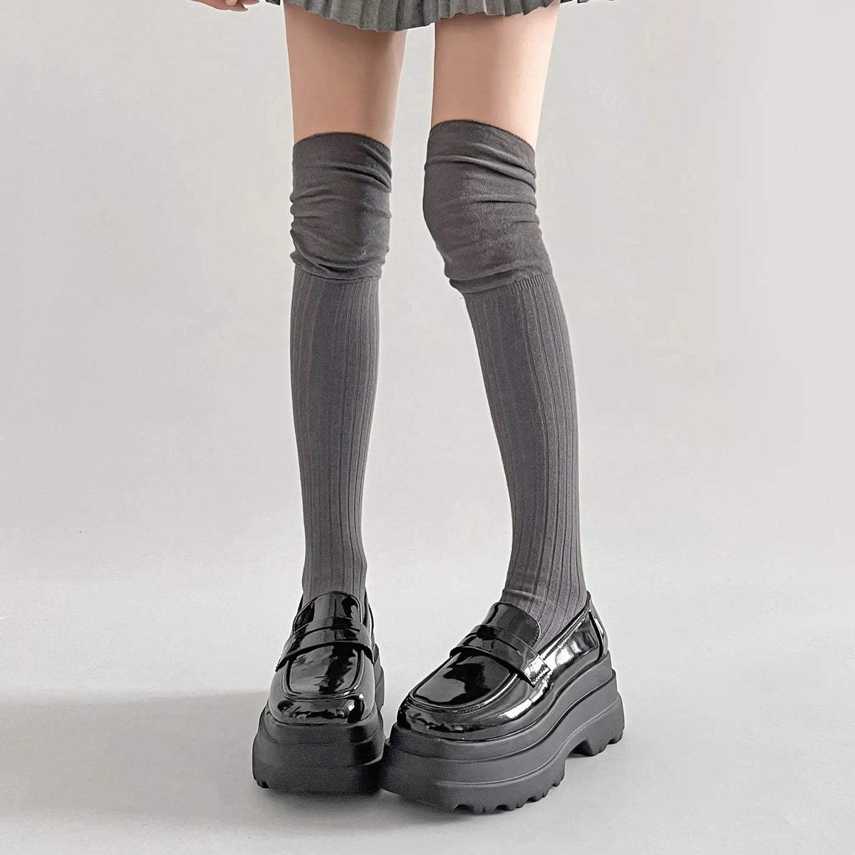 Shoes in Closet +8.5cm 厚底トリプルソール ボリューム コインローファー 6318 ブラック/エナメル SIC-6318_BLK/E