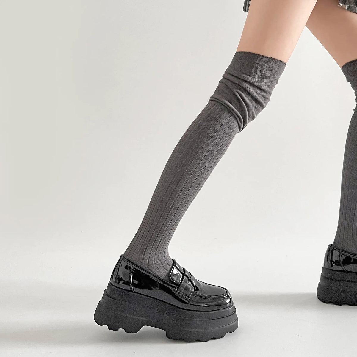 Shoes in Closet +8.5cm 厚底トリプルソール ボリューム コインローファー 6318 ブラック/エナメル SIC-6318_BLK/E
