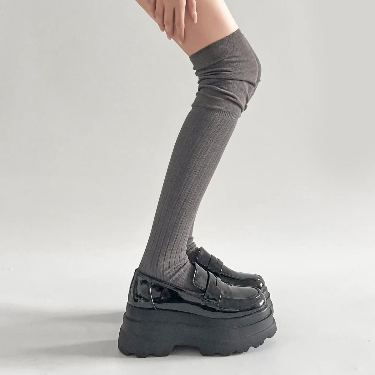 Shoes in Closet +8.5cm 厚底トリプルソール ボリューム コインローファー 6318 ブラック/エナメル SIC-6318_BLK/E