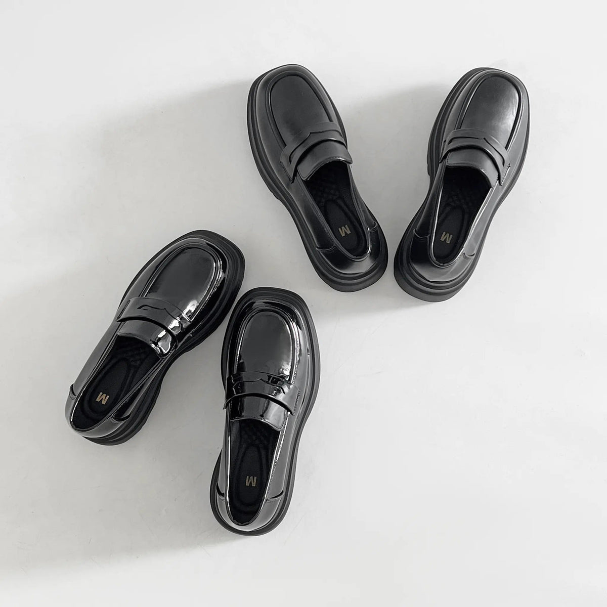Shoes in Closet +8.5cm 厚底トリプルソール ボリューム コインローファー 6318 ブラック SIC-6318_BLK/PU