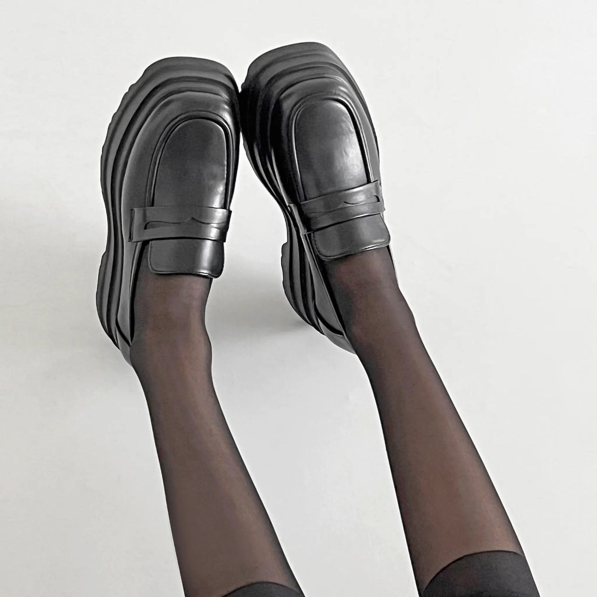 Shoes in Closet +8.5cm 厚底トリプルソール ボリューム コインローファー 6318 ブラック SIC-6318_BLK/PU