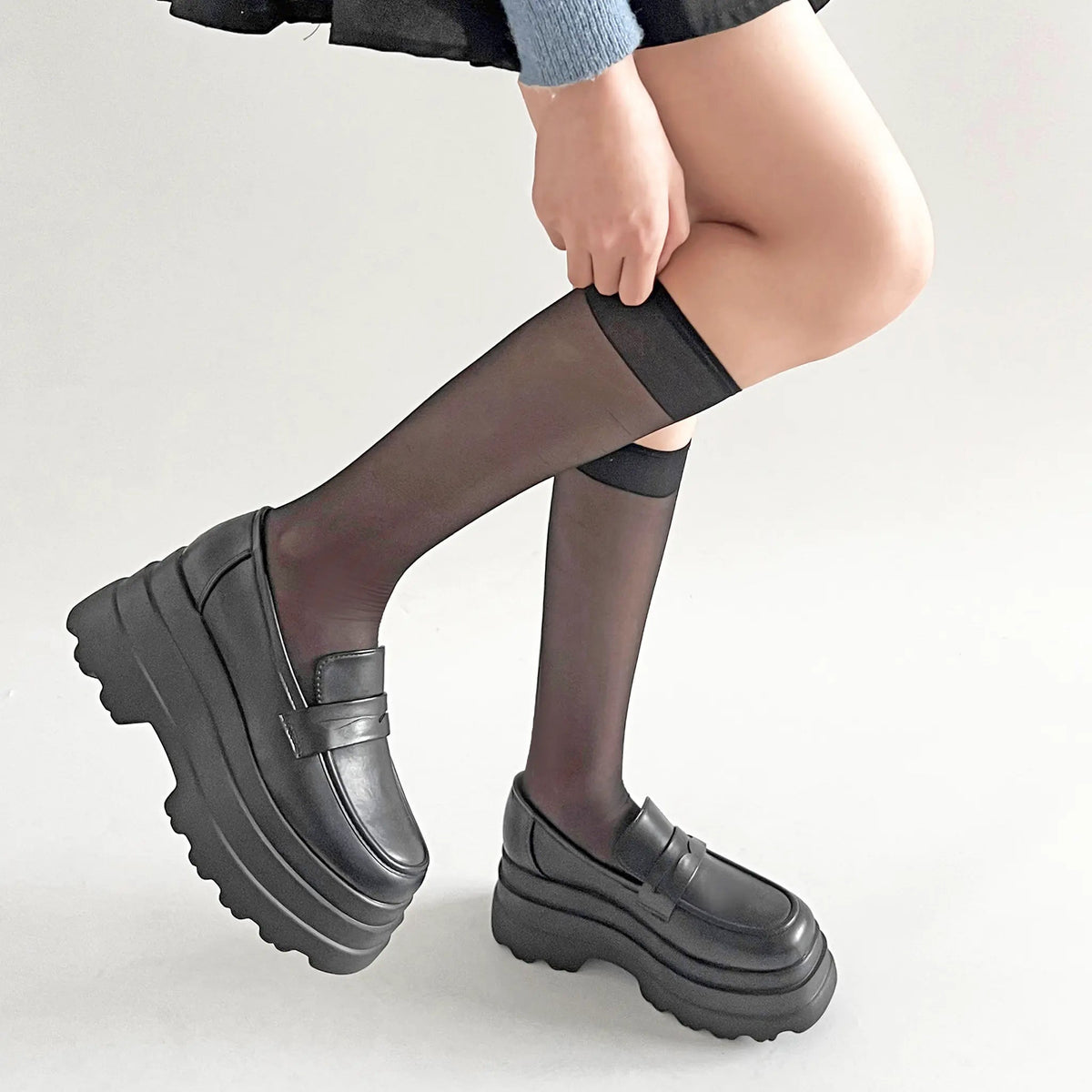 Shoes in Closet +8.5cm 厚底トリプルソール ボリューム コインローファー 6318 ブラック SIC-6318_BLK/PU