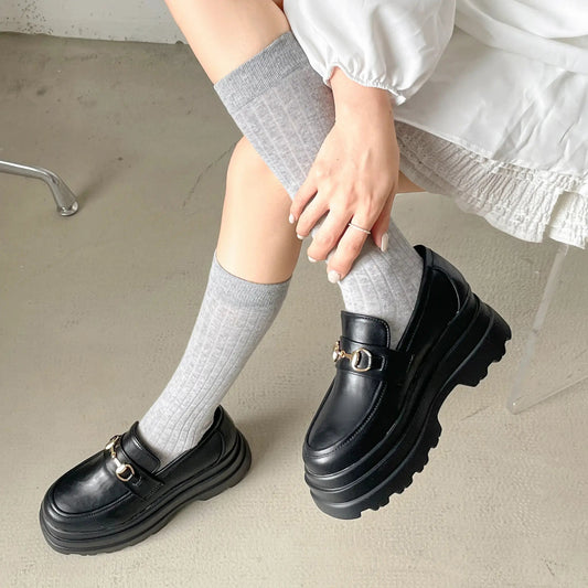 Shoes in Closet +8.5cm 軽量 厚底 トリプルソール ボリューム ビット ローファー 6319 ブラック SIC-6319_BLK/PU