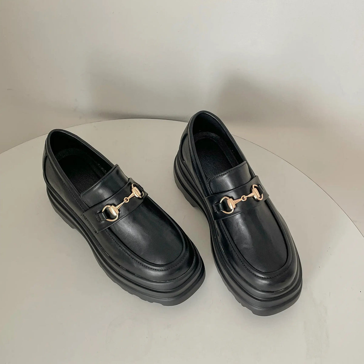 Shoes in Closet +8.5cm 軽量 厚底 トリプルソール ボリューム ビット ローファー 6319 ブラック SIC-6319_BLK/PU