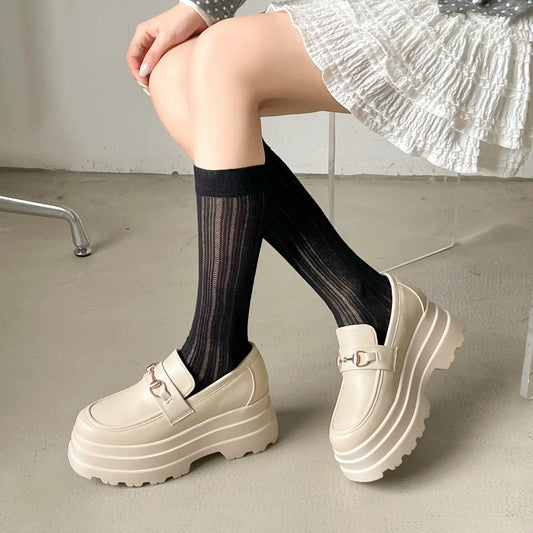 Shoes in Closet +8.5cm 軽量 厚底 トリプルソール ボリューム ビット ローファー 6319 アイボリー SIC-6319_IV/PU