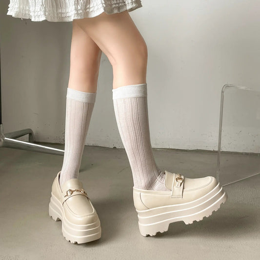 Shoes in Closet +8.5cm 軽量 厚底 トリプルソール ボリューム ビット ローファー 6319 アイボリー SIC-6319_IV/PU