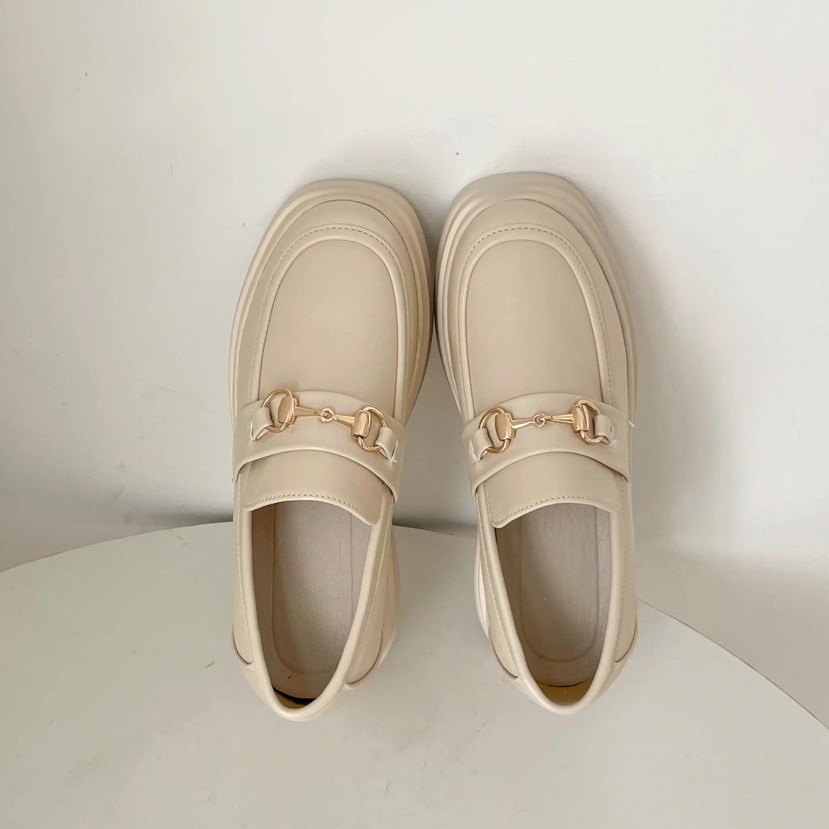 Shoes in Closet +8.5cm 軽量 厚底 トリプルソール ボリューム ビット ローファー 6319 アイボリー SIC-6319_IV/PU